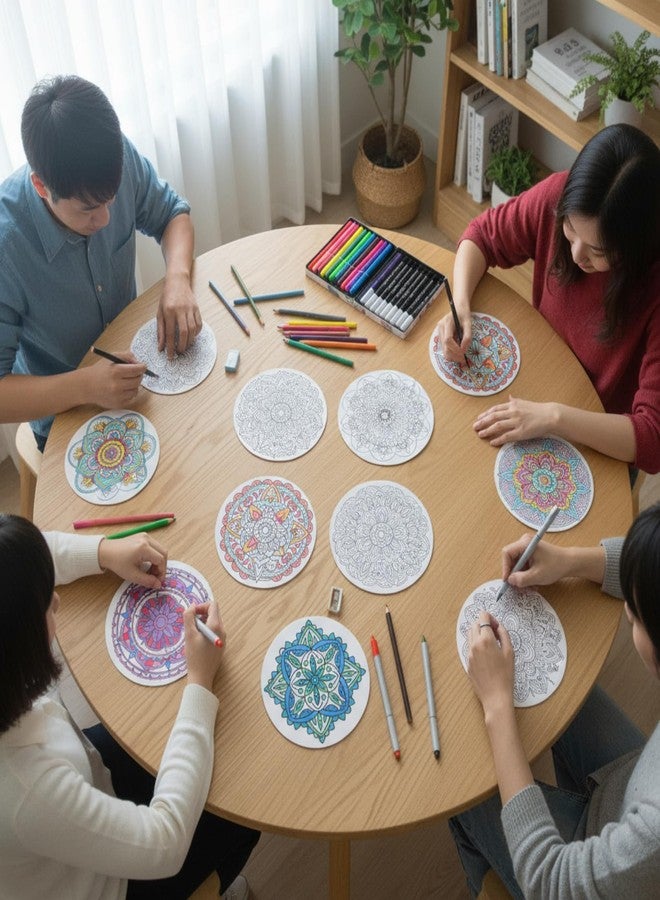 Zhanmai 48 Pack Velvet Coloring Posters Mandala Fuzzy Felt Coloring Pages Mandala Works Adult Color Your Own Poster Bulk for Holiday Gifts Party Activities - Image 4